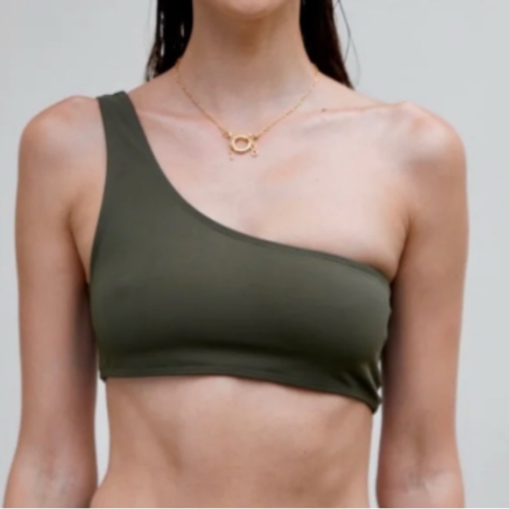 Makara Wear - Palmyra Bikini Top - Swim - Army Green - One Shoulder - Size Small
